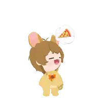 a cartoon of a mouse with a hamburger in a thought bubble above it