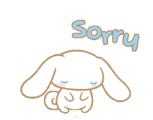 a drawing of a rabbit with the word sorry written above it