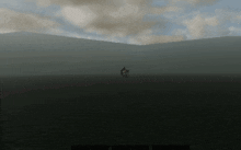 a man riding a horse in a foggy field