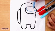 someone is drawing an among us character with markers