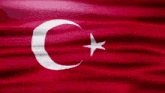 a red flag with a crescent moon and a star on it