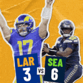 two football players one wearing number 17 and one wearing number 6