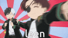 a cartoon character with the word leen on the bottom right