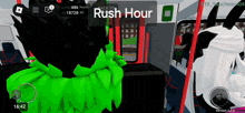 a screenshot of a video game with the words rush hour on the screen