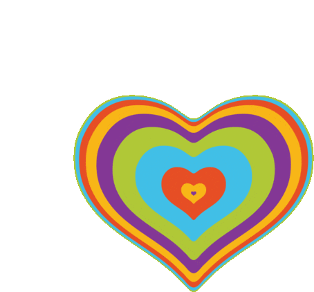 Rainbow Heart Radiates Sticker - The Blobs Live On Heart Google Stickers