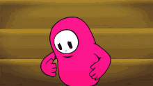 a pink cartoon character with a white face is giving a thumbs up sign
