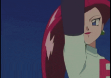 a close up of a cartoon character with red hair