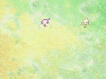a group of cartoon characters are standing in front of a heart with the letter p on it