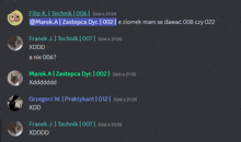 a screenshot of a chat with filip k. technik