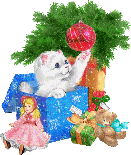 Boldog Karácsonyt Gift Sticker - Boldog Karácsonyt Gift Cat Stickers