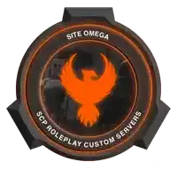 a logo for scp roleplay custom servers with an orange bird