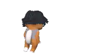 a cartoon character with a white tail is walking