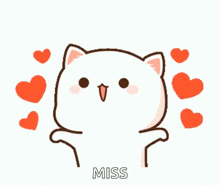 a cartoon cat is surrounded by hearts and the words miss