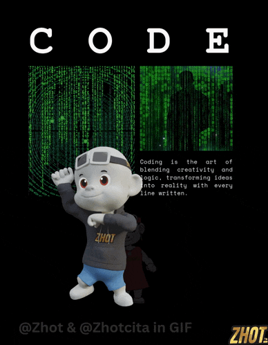a poster that says ' code ' on it with a cartoon character