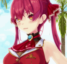 a girl with red hair has a badge on her chest that says captain