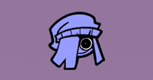 a cartoon drawing of a person wearing a purple shirt and a scarf .