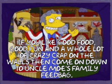 Simpsons Uncle Moes Family Feedbag GIF - Simpsons Uncle Moes Family Feedbag Good Food GIFs