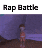 a cartoon character is standing in a room with the words rap battle below him