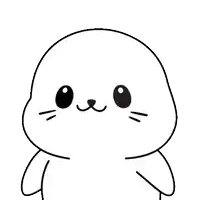 a black and white drawing of a seal with a smiley face