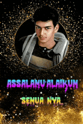 a picture of a man in a circle with the words assalamu ' alaikum semua nya