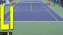 a tennis court with the word libe written on it