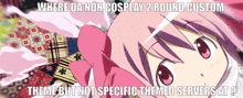 a picture of a girl with the words where da non cosplay 2 round custom theme but not specific themed servers at 2