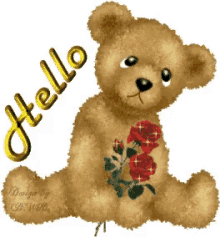 Teddy Bear Hello GIF - Teddy Bear Hello Rose GIFs