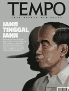 the cover of a magazine called tempo with a man on it