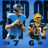 two football players on a blue background with the number ten 7 6 gb
