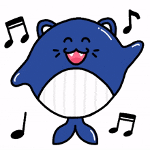 cat whale cute blue sing