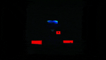 a black background with a red circle and a square on it