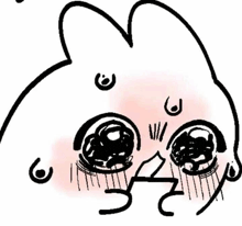 a black and white drawing of a cartoon character with big eyes and a heart on its head .