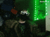 a person wearing headphones and a mask with pixverse.ai on the bottom right