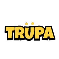 a yellow and black logo that says trupa on it