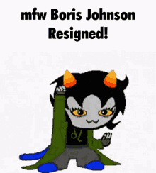 a cartoon of boris johnson being resigned