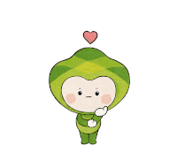 a cartoon character with a heart above his head giving the middle finger