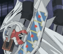 a close up of a cartoon character with a shield that says 4000