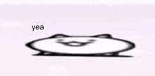 a drawing of a cat with a smile on its face and the words `` yea '' .