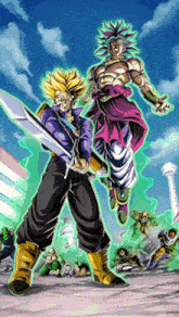 a drawing of trunks and broly from dragon ball