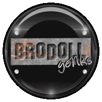 a black circle with the word brodoll genks on it