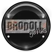 a black circle with the word brodoll genks on it