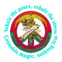 a peace sign with a bunch of joints in it and the words " inhale the peace exhale the stress "