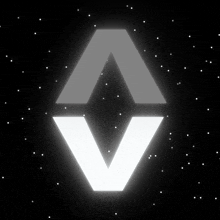 the letter v is glowing in the dark with stars in the background