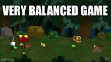 a very balanced game is displayed on a screen