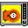 a cartoon illustration of a microwave oven with a cartoon character inside of it .