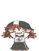 a cartoon drawing of a girl with red hair wearing a ld shirt