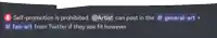 a screenshot of a text that says self-promotion is prohibited