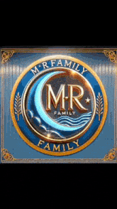 a blue and gold logo for mr family