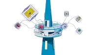 a drawing of a tower with the words " building big rotating building " on it