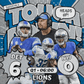 an advertisement for the detroit lions football team shows a man wearing headphones